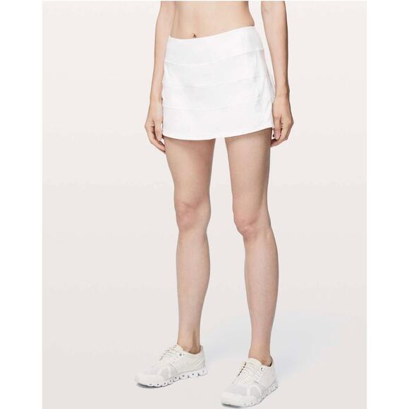 Lululemon Skirt Womens 4 Pace Rival Skirt Regular White Athletic Tennis Skort - Picture 2 of 15